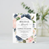 バジェットネイビー&ピンクフレームブライダルシャワー招待 (スタンド正面)