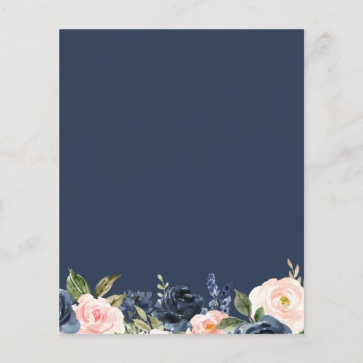 バジェットネイビー&ピンクフローラベビーシャワー招待状 (裏面)