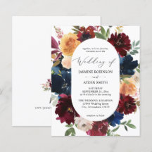 バジェットネイビー、ブルガンディーピンク&ピーチ結婚フローラ2