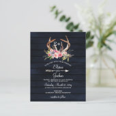 バジェットネイビー〔雄ジカの〕枝角カントリーウェディング招待状 (スタンド正面)