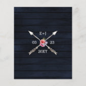 バジェットネイビー〔雄ジカの〕枝角カントリーウェディング招待状 (裏面)