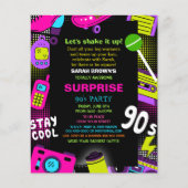 バジェットネオンレトロ90sバースデーパーティー招待状 (正面)