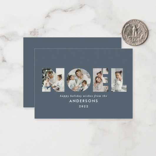 バジェットノールクリスはっきりしたマス4フォトシンプルホリデイ ノートカード (正面/裏面インサイチュ)