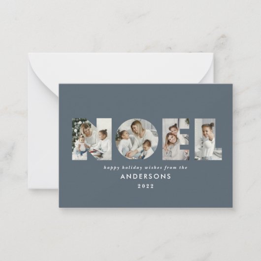 バジェットノールクリスはっきりしたマス4フォトシンプルホリデイ ノートカード (正面)