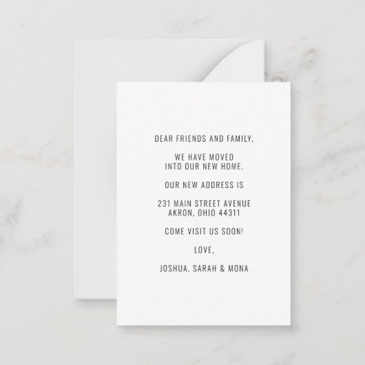 バジェットハウスフォレストウッズ引っ越しました秋ムービング ノートカード (裏面)