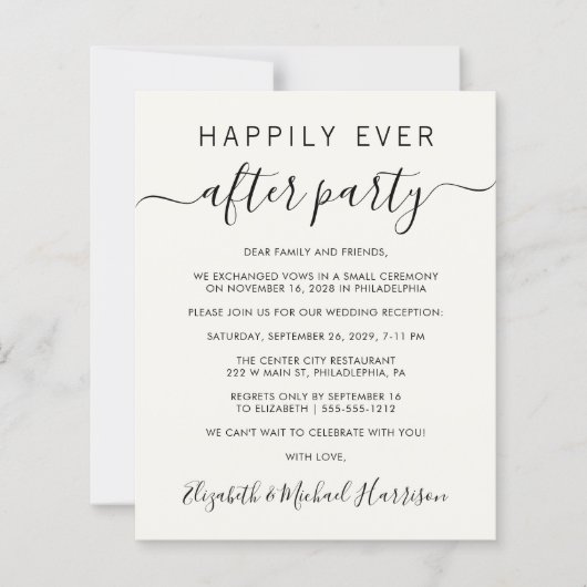 バジェットハッピーエバーアフタークリーム結婚式招待状 (正面)