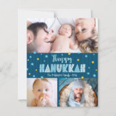 バジェットハッピーハヌカー3フォトブルー金ゴールドスターカード (正面)
