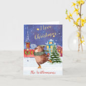 バジェットハッピーベアーラブクリスマススノーツリー カード (黄色い花)