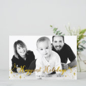 バジェットハッピーホリデイズ金ゴールドフォトホリデーカード (スタンド正面)