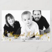 バジェットハッピーホリデイズ金ゴールドフォトホリデーカード (正面)