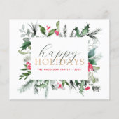 バジェットハッピーホリデーズクリスマスグリーンリーレッドカード (正面)