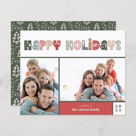 バジェットハッピーホリデーズクリスマスフォトホリデーカード (正面/裏面)