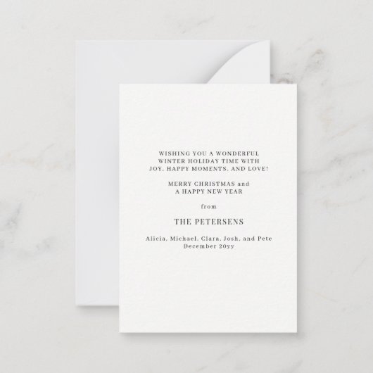 バジェットハッピーホリデーフェイク金ゴールドフォトホリデー ノートカード (裏面)