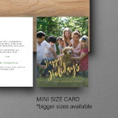 バジェットハッピーホリデーフェイク金ゴールドフォトホリデー ノートカード