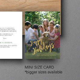 バジェットハッピーホリデーフェイク金ゴールドフォトホリデー ノートカード