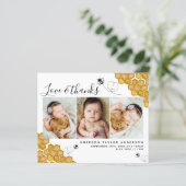 バジェットハニービーフォトベビーサンキューカード (スタンド正面)