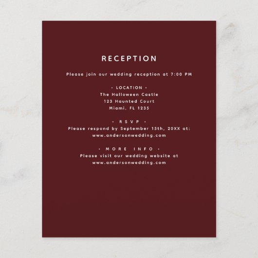 バジェットハロウィンオールインワン結婚式招待状 (裏面)