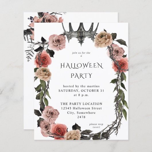 バジェットハロウィーンクラウンピンクブラックフローラパーティーWhi (正面/裏面)