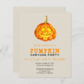 バジェットハロウィーンパンプキンカービングパーティの招待状 (正面/裏面)
