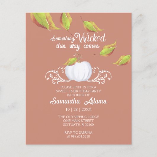 バジェットハロウィーン招待状ズスウィート16誕生日 チラシ (正面)