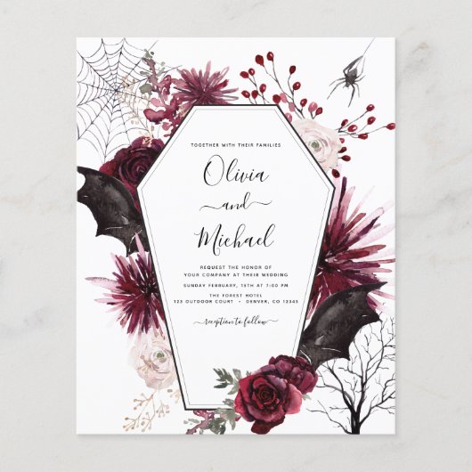 バジェットハロウィーン秋ダーク結婚式招待状 チラシ (正面)