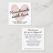 バジェットハンドメイドとラヴ感謝していハートジュエリー気に スクエア名刺 (正面/裏面)