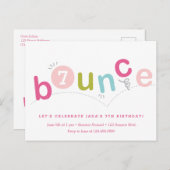 バジェットバウンスガールズバースデーパーティー インビテーションポストカード (正面/裏面)