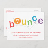 バジェットバウンスキッズエイジバースデーパーティー インビテーションポストカード (正面/裏面)