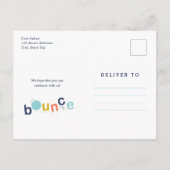 バジェットバウンスバースデーパーティー インビテーションポストカード (裏面)