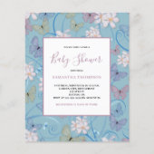 バジェットバタフライガールベビーシャワー招待状 チラシ (正面)