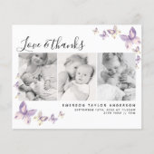 バジェットバタフライフォトベビーサンキューカード (正面)