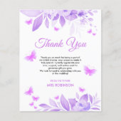 バジェットバタフライブライダルシャワーサンキューカード (正面)