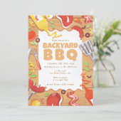 バジェットバックヤードウォーターシンプルカラーパーティー 招待状 (スタンド正面)