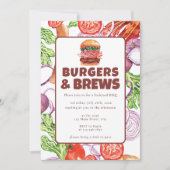 バジェットバックヤードBBQバーガー&ブレウズウォーターカラー 招待状 (正面)