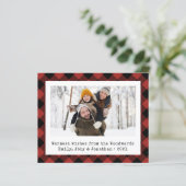 バジェットバッファロープレイドフォトレッドブラックホリデーカード (スタンド正面)