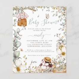 バジェットバニーセージボーイベビーシャワー招待状