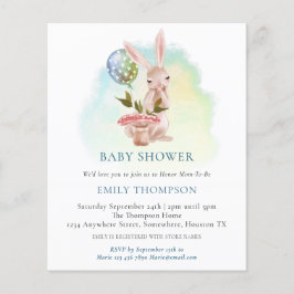 バジェットバニーティール（緑がかった色）ベビーシャワー招待状