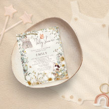 バジェットバニードレスベビーシャワークリーム招待状