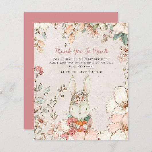 バジェットバニーピンクガール最初の誕生日ありがとう (正面/裏面)