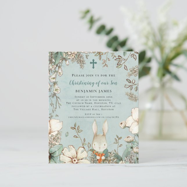 バジェットバニーフォトボーイ《キリスト教》洗礼式や命名式バプテスマ招待状 (スタンド正面)