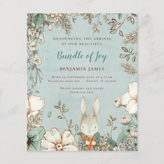 バジェットバニーフォトリーフ男の赤ちゃん誕生発表 (正面)