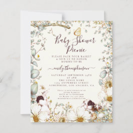 バジェットバニーベビーシャワーピクニックガールボーイ招待状