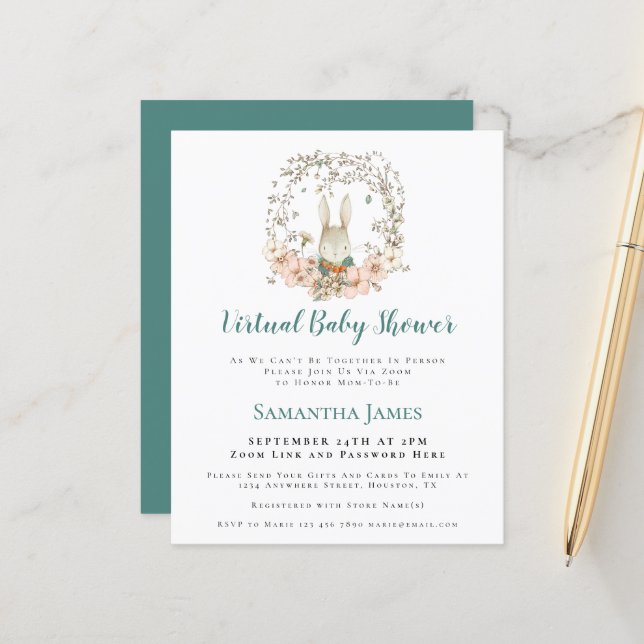 バジェットバニーヴィンテージボーイバーチャルベビーシャワー (正面/裏面インサイチュ)