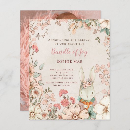 バジェットバニー花模様フォトガール誕生のお知らせ (正面/裏面)