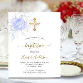 バジェットバプティスライトブルー花模様ボーイホワイト