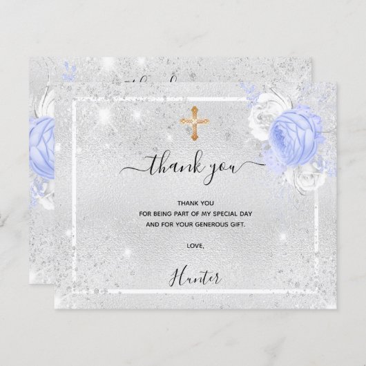 バジェットバプテスシルバーブルーの写真感謝してい男の子あなた (正面/裏面)