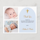 バジェットバプテスマ写真双子少年サンキューカード (正面)