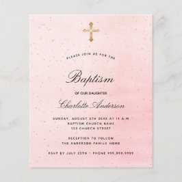 バジェットバプテスマ赤面ピンク金ゴールドの女の子の招待
