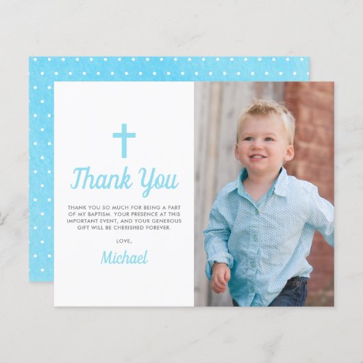 バジェットバプテスマ《キリスト教》洗礼式や命名式写真サンキューカード (正面/裏面)