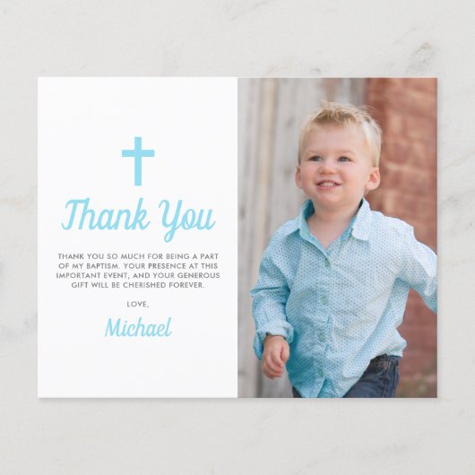 バジェットバプテスマ《キリスト教》洗礼式や命名式写真サンキューカード (正面)